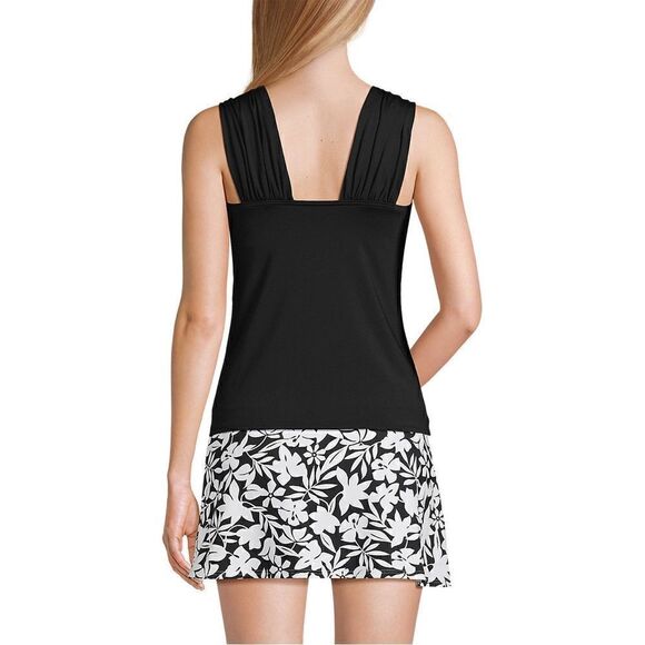 Land's End Plus Standard size cap sleeve high neck tankini top Black Various - Picture 5 of 9